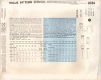 Vogue 2034 Sewing Pattern, Jacket, Skirt and Pants, Size 8-10-12, Partially Cut , Complete