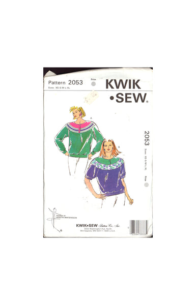 Kwik Sew 2053 Sewing Pattern Top XS-S-M-L-XL Uncut Factory Folded