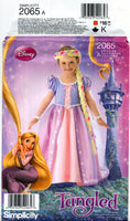 Simplicity 2065 Girls' Tangled Rapunzel Costume and Braided Knit Hairpiece, Uncut, Factory Folded Sewing Pattern Size 3-8