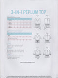 Thread Count 2109 Sewing Pattern, Peplum Top, Size XS-XXL, Uncut, Factory Folded