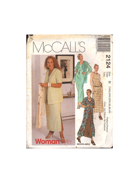 McCall's 2124 Sewing Pattern Dress Jacket Size 18-20-22 Uncut Factory Folded