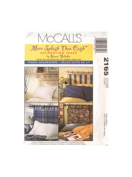 McCall's 2165 Sewing Pattern Fabric Headboards Uncut Factory Folded
