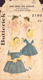 Butterick 2195 Sewing Pattern, Girls' Dress, Size 2, Unprinted, Complete