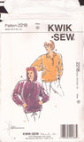 Kwik Sew 2218, Sewing Pattern, Misses' Shirts, Size XS-S-M-L-XL, Uncut, Factory Folded