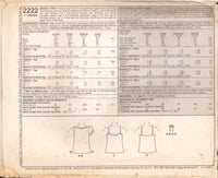 McCall's 2222 Sewing Pattern, Tops, Size Medium, Uncut Factory Folded