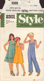 Style 2301 Sewing Pattern, Girls' Dress & Jumpsuit Size 8, Partially Cut, Complete