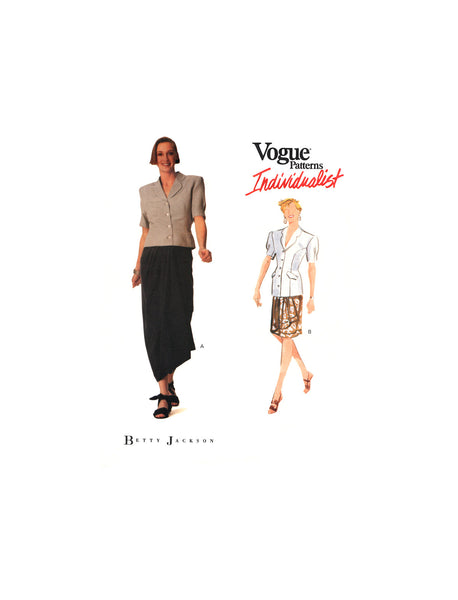 Vogue 2312 Betty Jackson Loose Fitting Top and Wrap Skirt in Two Lengths, Uncut, F/Folded, Sewing Pattern Size 6-10