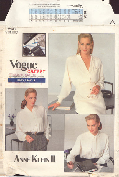 Vogue 2390 Sewing Pattern, Size 12-14-16, Blouse, Cut, Complete