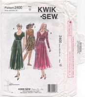 Kwik Sew 2400 Close Fitting Empire Dress with Flared Skirt, Uncut, Factory Folded, Sewing Pattern Size 8-22