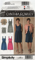 Simplicity 2443 Cynthia Rowley Utility Jacket or Vest and Dress, Uncut, Factory Folded, Sewing Pattern Size 6-14