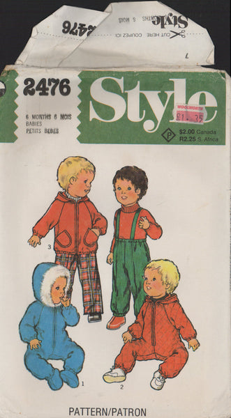 Style 2476 Sewing Pattern, Babies' Wardrobe, Size 6 months, Uncut, Factory Folded