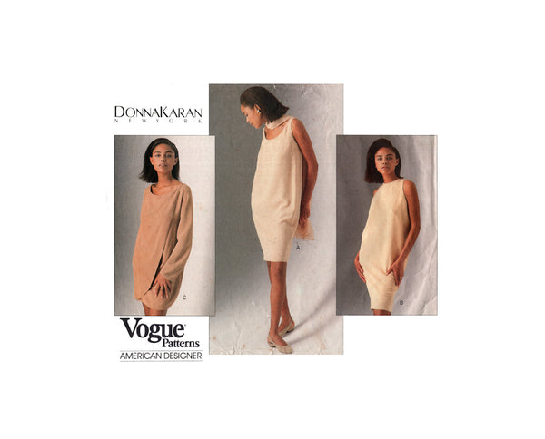 Vogue 2478 Donna Karan Loose Fitting, Tapered Dress Partially Cut, Complete Sewing Pattern (see description)