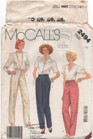McCall's 2494 Palmer Pletsch Pants Fitting Shell and Straight or Tapered Leg Pants, Uncut, Factory Folded Sewing Pattern Plus Size 20