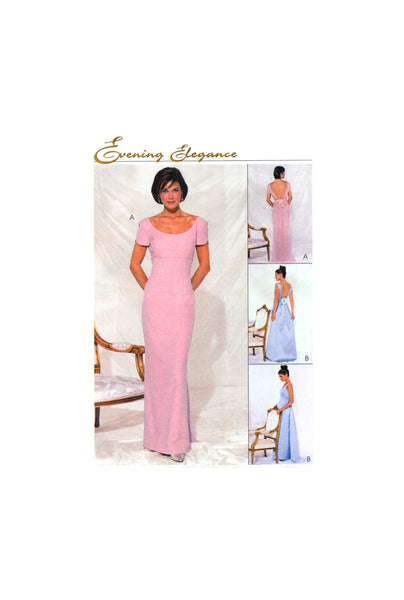 McCall's 2526 Empire Bodice Dress with Detachable Train, Uncut, Factory Folded Sewing Pattern Size 12-16