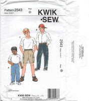 Kwik Sew 2543 Boys' Pants and Shorts, Uncut, F/Folded, Sewing Pattern Size 4-7