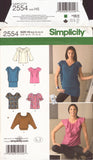 Simplicity 2554 Sewing Pattern, Misses' Tops, Size 6-14, Uncut, Factory Folded