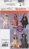Simplicity 2571 Toddler's Costumes, Uncut, Factory Folded, Size 1/2-4