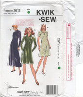 Kwik Sew 2612 Close Fitting Dress with Flared Skirt and Neckline Variations, Uncut, Factory Folded, Sewing Pattern Size 8-22
