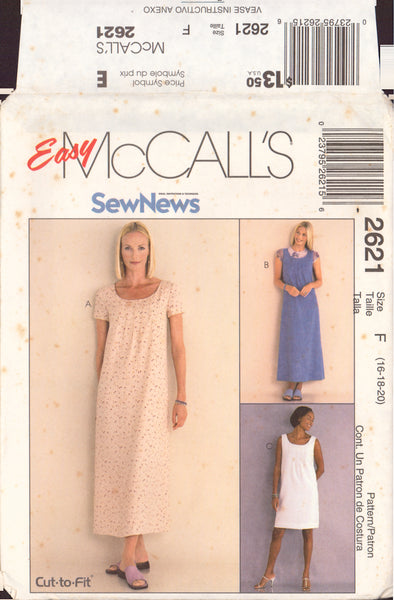 McCall's 2621 Sewing Pattern Dress or Jumper Size 16-18-20 Uncut Factory Folded