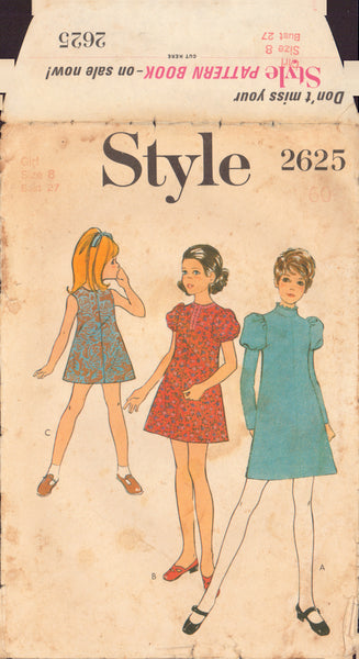 Style 2625 Sewing Pattern, Girls' Dress, Size 8, Cut, Complete