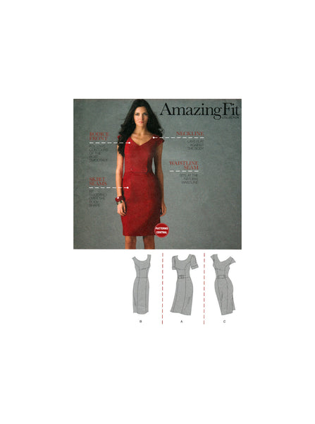 Simplicity 2648 Amazing Fit Princess Seam Dress with Scoop or V-Neckline, Uncut, Factory Folded, Sewing Pattern Size 6-14