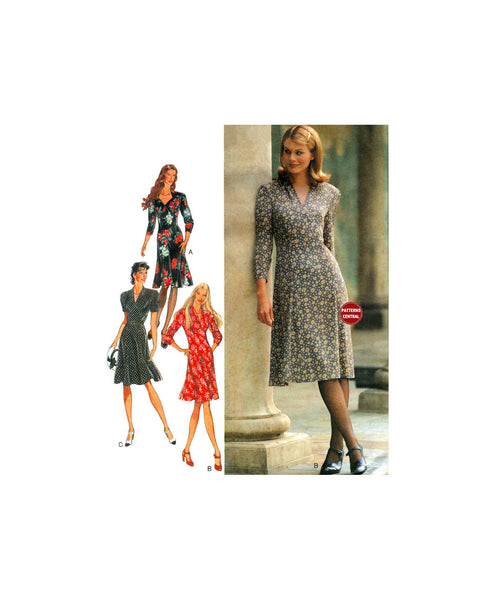 Style 2667 High Waist Dress with Three Quarter Length Sleeves, Uncut, Factory Folded, Sewing Pattern Size 8-18