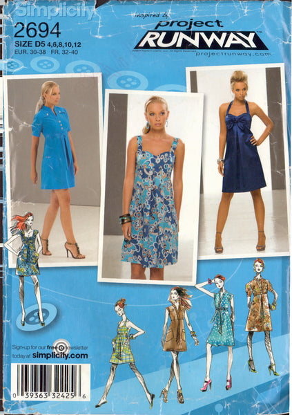 Simplicity 2694 Sewing Pattern, Dress, Size 4-12, Partially Cut, Complete