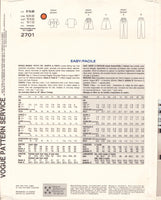Vogue 2701 Sewing Pattern, Top, Shorts and Pants, Size 12, Partially Cut, Complete