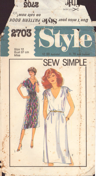 Style 2703 Sewing Pattern, Dress, Size 12, Cut, Complete