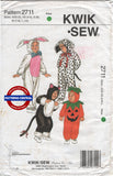 Kwik Sew 2711 Child's Animal Costumes, Uncut, Factory Folded, Size 3-10