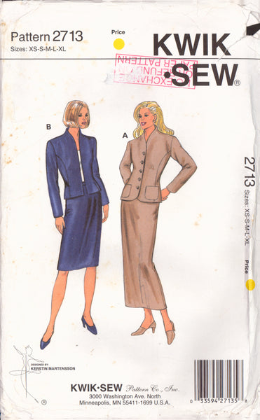 Kwik Sew 2713 Sewing Pattern, Women's Suits, Size XS-S-M-L, Cut, Complete