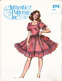 Authentic Patterns 275 Sewing Pattern, 70s Square Dance Dress, Size 18-20-40, Uncut, Factory Folded
