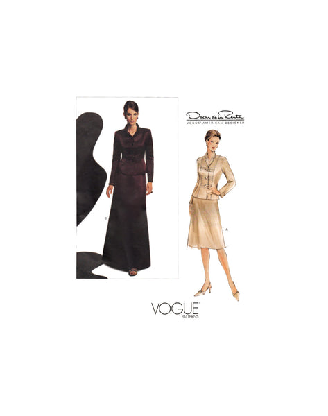 Vogue 2764 Oscar de la Renta Formal Jacket and Skirt, Uncut, F/Folded, Sewing Pattern Size 12-16