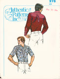 70s Men's Western Shirt, Authentic Patterns 278, Size 15.5-16-16.5, Cut, Complete