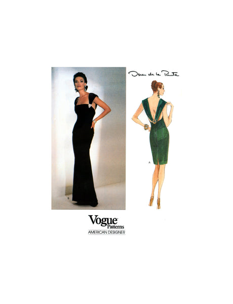 Vogue 2797 Oscar de la Renta Tapered or Slightly Flared Evening Dress, Partially Cut, Complete Sewing Pattern (see description)