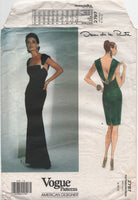 Vogue 2797 Oscar de la Renta Tapered or Slightly Flared Evening Dress, Partially Cut, Complete Sewing Pattern (see description)