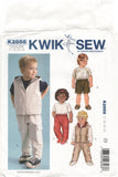 Kwik Sew 2858 Toddlers' Pants, Shorts and Vest, Uncut, Factory Folded Sewing Pattern Multi Size T1-T4