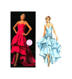 Vogue 2889 Strapless Evening Waterfall Dress, Uncut, Factory Folded, Size 12-16