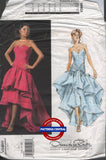 Vogue 2889 Strapless Evening Waterfall Dress, Uncut, Factory Folded, Size 12-16