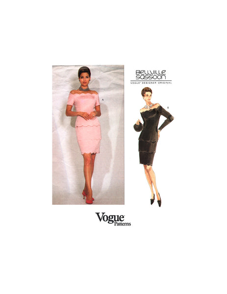 Vogue 2921 Bellville Sassoon Off the Shoulder Lined Evening Dress, Uncut, F/Folded, Sewing Pattern Size 12
