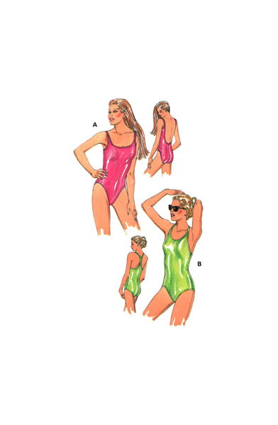 Kwik Sew 2962 Swimsuits with Low Cut or Racer Style Back, Uncut, F/Folded, Sewing Pattern Size XS-XL