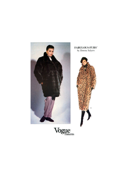 Vogue 2993 Donna Salyers Faux Fur Winter Coat in Two Lengths, Uncut, F/Folded, Sewing Pattern Size 6-14