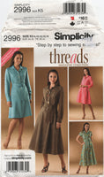Simplicity 2996 Shirt Dress in Two Lengths, Uncut, Factory Folded, Sewing Pattern Size 8-16