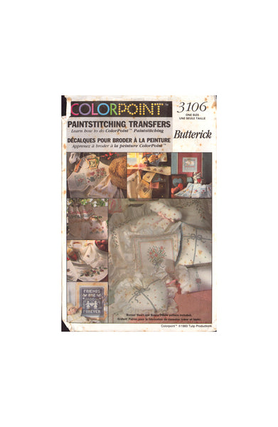 Butterick 3106 Sewing Paintstitching Transfers One Size Uncut Factory Folded