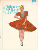Authentic Patterns 322 Sewing Pattern, 70s Square Dance Dress, Size 18-20-40, Uncut, Factory Folded