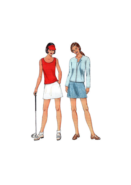 Kwik Sew 3232 Women's Golf Skort, Top and Cardigan, Uncut, F/Folded, Sewing Pattern Size 31.5-45