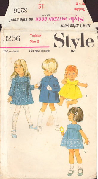Style 3256 Sewing Pattern, Toddlers' Dress and Coat, Size 2, Cut, Complete
