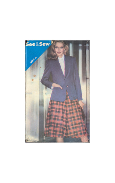 See&Sew 3285 Sewing Pattern Jacket Skirt Size 8-10-12 Uncut Factory Folded