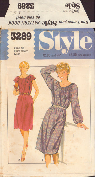 Style 3289 Sewing Pattern, Misses' and Women's Dress, Size 16, Cut, Complete