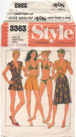 Style 3363 Beach Wear: Cover Up, Front Wrap Skirt, Shorts and Bikini, Uncut, F/Folded, Sewing Pattern Size 12